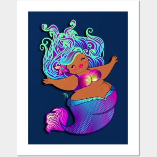Purple Chubby Mermaid Posters and Art
